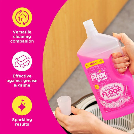 The Pink Stuff Miracle Series 82375 All-Purpose Floor Cleaner, 33.8 fl-oz, Fresh Rhubarb, Pink