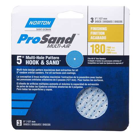 Norton ProSand 5 in. Ceramic Alumina Hook and Loop A975 Sanding Disc 180 Grit Fine 3 pk