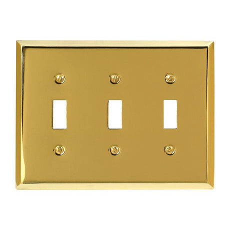 Amerelle Century Polished Brass 3 gang Stamped Steel Toggle Wall Plate 1 pk