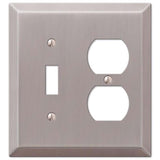Amerelle Century Brushed Nickel 2 gang Stamped Steel Duplex/Toggle Wall Plate 1 pk