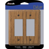 Amerelle Contemporary Medium Brown 2 gang Oak Wood Decorator Wall Plate 1 pk