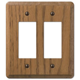 Amerelle Contemporary Medium Brown 2 gang Oak Wood Decorator Wall Plate 1 pk