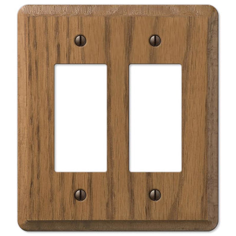 Amerelle Contemporary Medium Brown 2 gang Oak Wood Decorator Wall Plate 1 pk