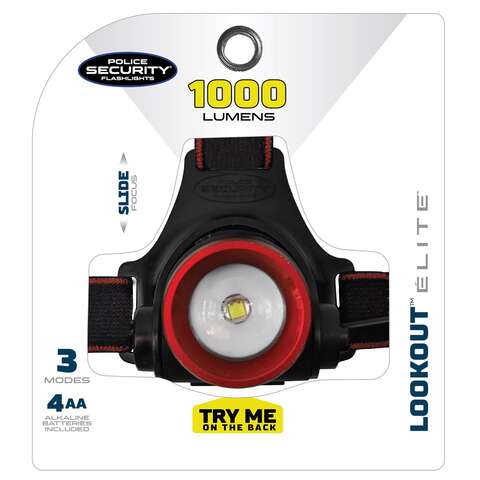 Police Security Lookout 1000 lm Black LED Head Lamp AA Battery