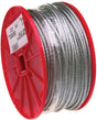 Campbell 7000327 Series Aircraft Cable, 7 x 7 Strands, 3/32 in Dia, 500 ft L, 184 lb Working Load, Galvanized