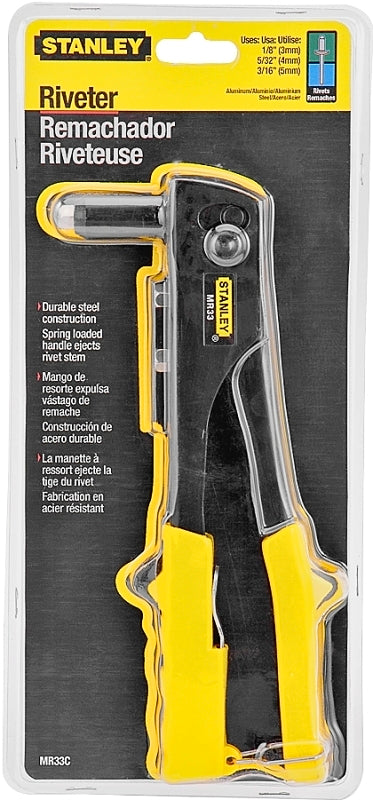 STANLEY MR33C Right Angle Riveter, Spring-Loaded Handle, 10 in L, Steel