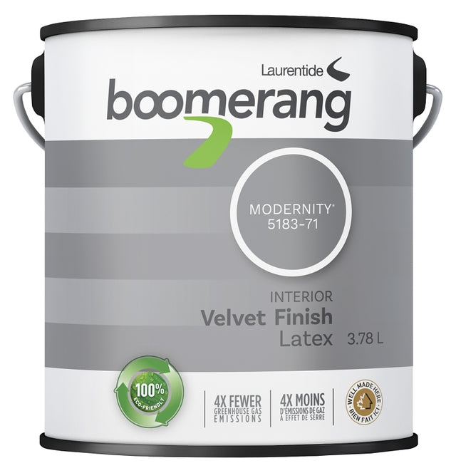 Boomerang 5183 Series 5183-71L19 Interior Paint, Velvet, Modernity, 3.78 L, 40 sq-m Coverage Area