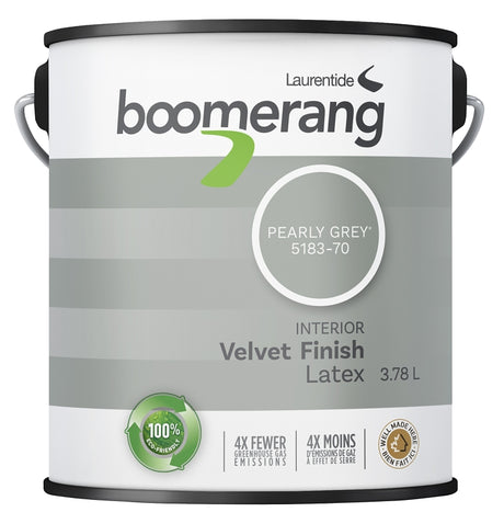 Boomerang 5183 Series 5183-70L19 Interior Paint, Velvet, Pearly Gray, 3.78 L, 40 sq-m Coverage Area