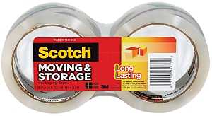 Scotch 3650-2 Series Packaging Tape, Long-Lasting, 54.6 yd L, Clear, 1.88 in W, Polypropylene Backing