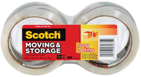 Scotch 3650-2 Series Packaging Tape, Long-Lasting, 54.6 yd L, Clear, 1.88 in W, Polypropylene Backing