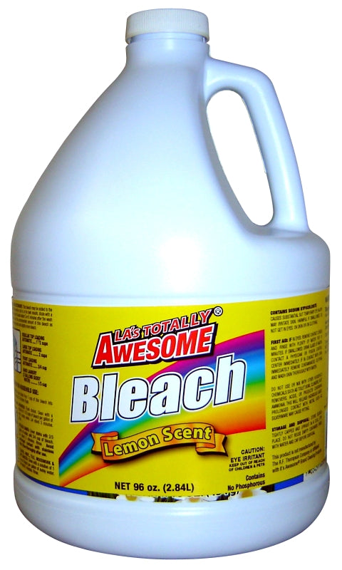 LA's TOTALLY AWESOME 32 Bleach Liquid, 96 oz Bottle, Liquid, Lemon, Pack of 6
