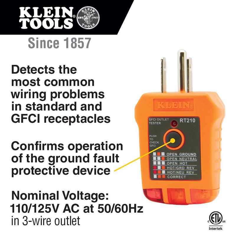 Klein Tools LED GFCI Receptacle Tester 1 pk