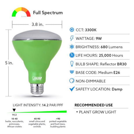 Feit BR30 E26 (Medium) LED Grow Light Sunlight 60 Watt Equivalence 1 pk