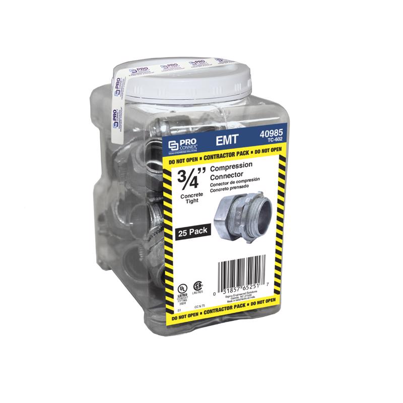 Sigma Engineered Solutions ProConnex 3/4 in. D Die-Cast Zinc Compression Connector For EMT 25 pk