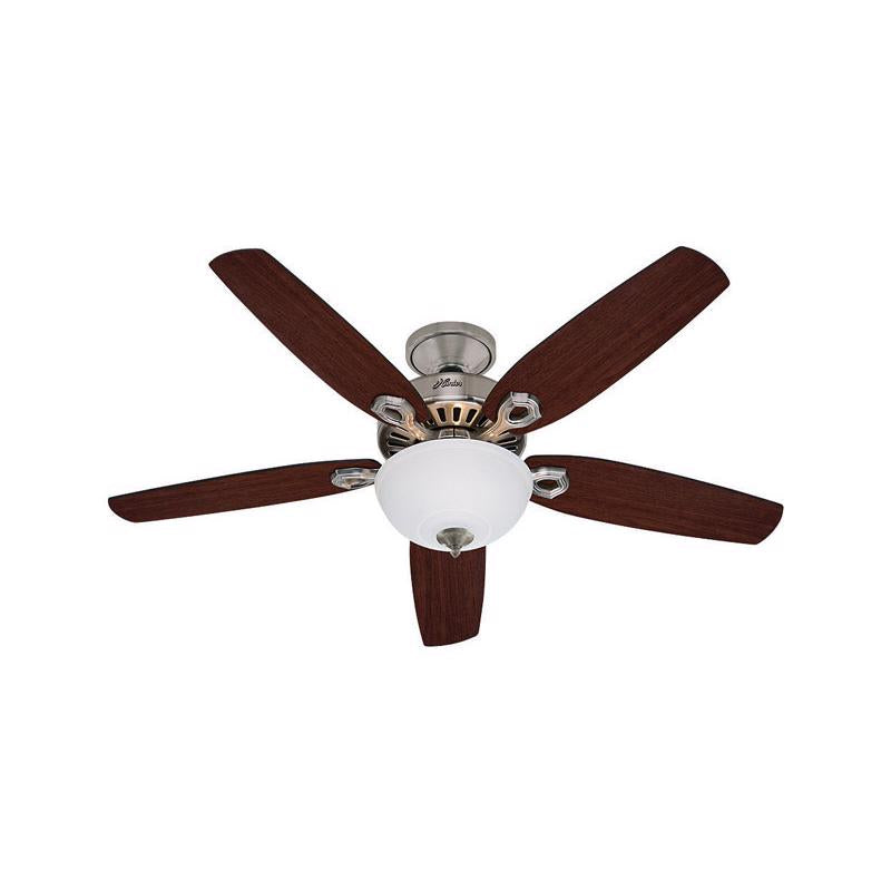 Hunter 53090 Ceiling Fan, 5-Blade, Brazilian Cherry/Stained Oak Blade, 52 in Sweep, 3-Speed, With Lights: Yes