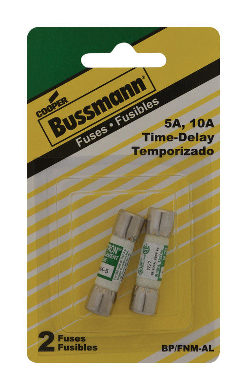 Bussmann 5, 10 amps Time Delay Cartridge Fuse 2 pk, Pack of 2