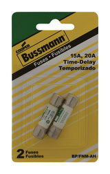 Bussmann 15, 20 amps Time Delay Cartridge Fuse 2 pk, Pack of 2