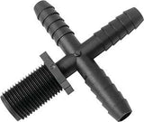 Green Leaf T 38 C P 1PK Hose to Pipe Cross, Nozzle, Polypropylene, For: Center of Boom Sections as a Main Feed Line