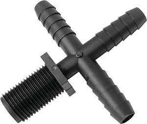 Green Leaf T 38 C P 1PK Hose to Pipe Cross, Nozzle, Polypropylene, For: Center of Boom Sections as a Main Feed Line