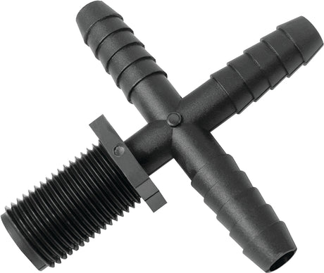 Green Leaf T 38 C P 1PK Hose to Pipe Cross, Nozzle, Polypropylene, For: Center of Boom Sections as a Main Feed Line