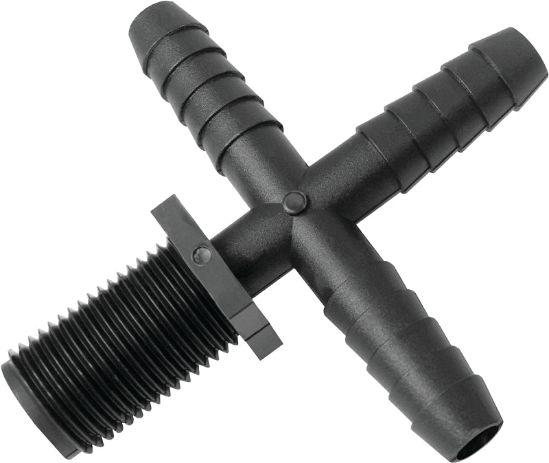Green Leaf T 12 C P 1PK Hose to Pipe Cross, Nozzle, 1/2 x 11/16 in, Barb x Male Union, Polypropylene