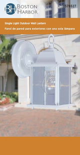 Boston Harbor AL1037-4-3L Outdoor Wall Lantern, 120 V, 60 W, A19 or CFL Lamp, Aluminum Fixture, White