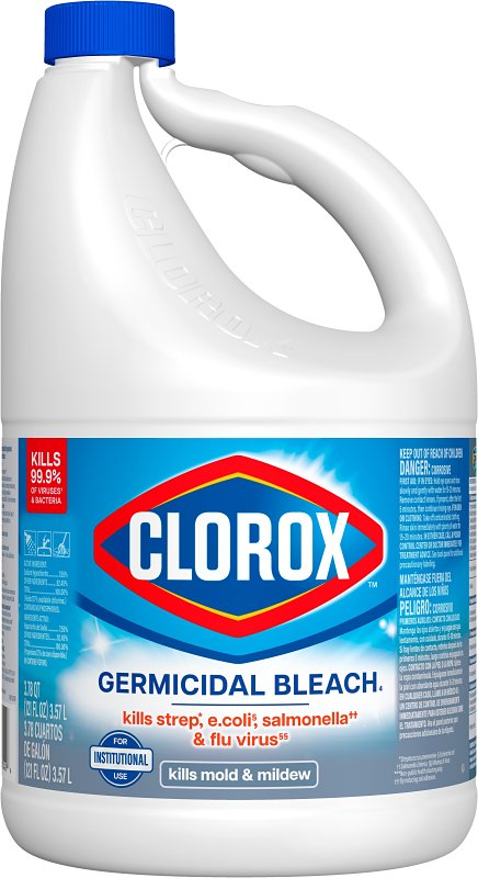 Clorox 32429 Germicidal Bleach, 121 oz, Bleach, Liquid, Pale Yellow, Pack of 3
