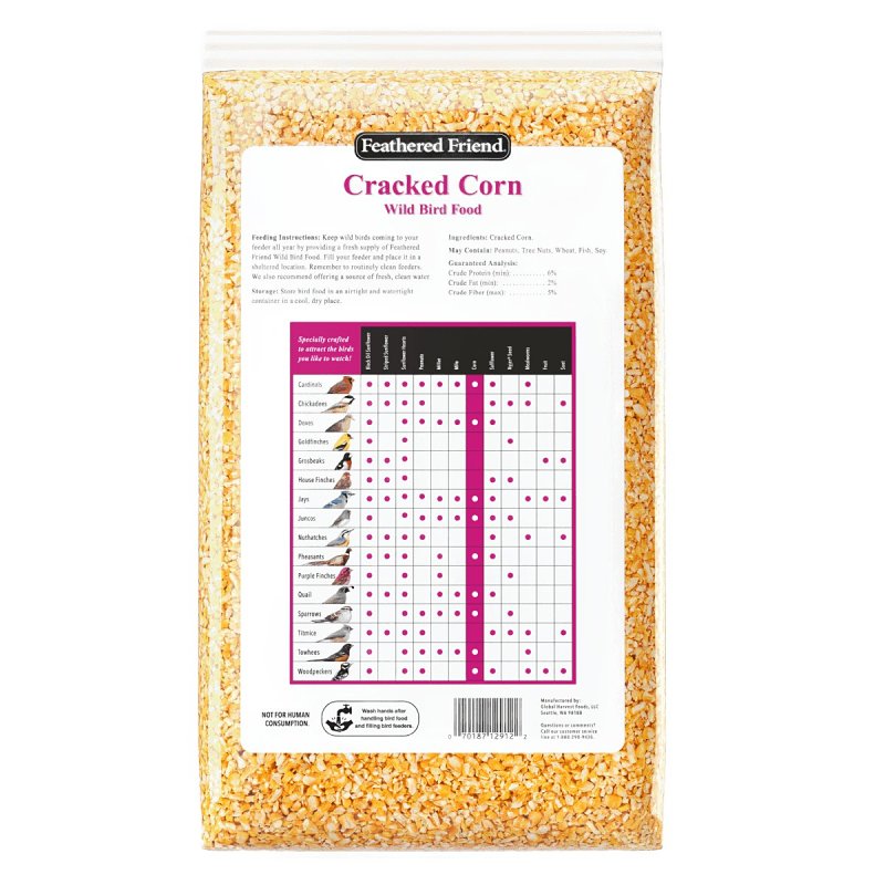 Feathered Friend 14366 Cracked Corn Wild Bird Food, 5 lb Bag, Attracts: Birds, Jay, Quail, Sparrow
