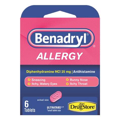 Benadryl Allergy Allergy Sinus Relief 6 ct 1 pk, Pack of 6