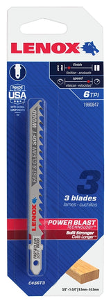 Lenox 1990847 Jig Saw Blade, 5/16 in W, 4 in L, 6 TPI, 3/PK