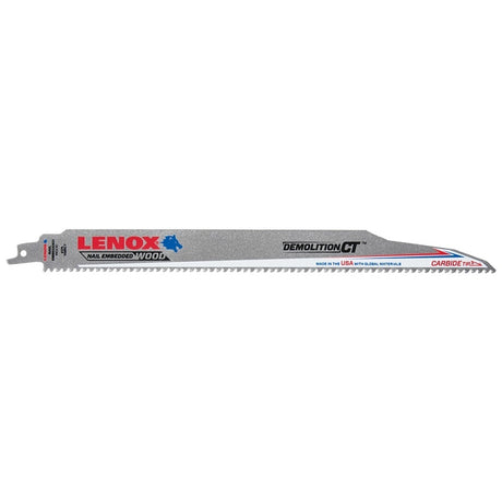 Lenox 1832146 Series Reciprocating Saw Blade, Applicable Materials: Wood, 1 in W, 12 in L, 6 TPI, Carbide Cutting Edge