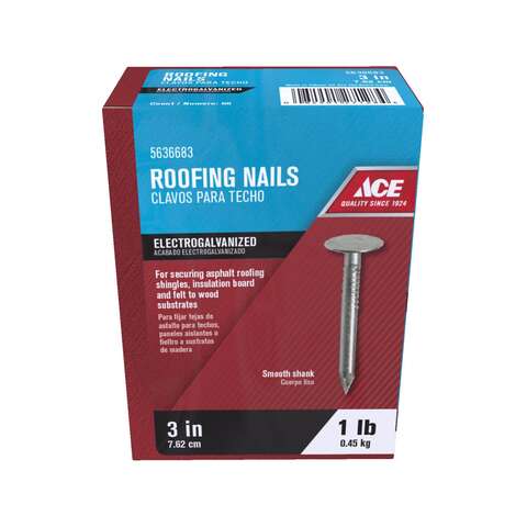 Ace 3 in. Roofing Galvanized Steel Nail Flat Head 1 lb