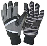 West Chester 96650/L Winter Gloves, L, 10-3/8 in L, Reinforced, Wing Thumb, Hook and Loop, Wrist Strap Cuff, Black/Gray