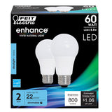 Feit Enhance A19 E26 (Medium) LED Bulb Daylight 60 Watt Equivalence 2 pk