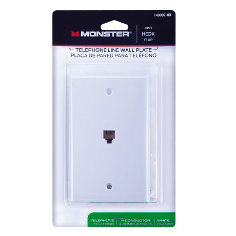 Monster Just Hook It Up White 1 gang Plastic Coax/Phone Wall Plate 1 pk, Pack of 6