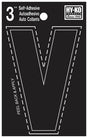 Hy-Ko 30400 Series 30432 Self-Stick Die-Cut Letter, Character: V, 3 in H Character, Black Character, Vinyl, Pack of 10