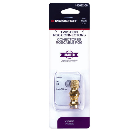 Monster Just Hook It Up Twist-On RG6 Coaxial Connector 2 pk, Pack of 6