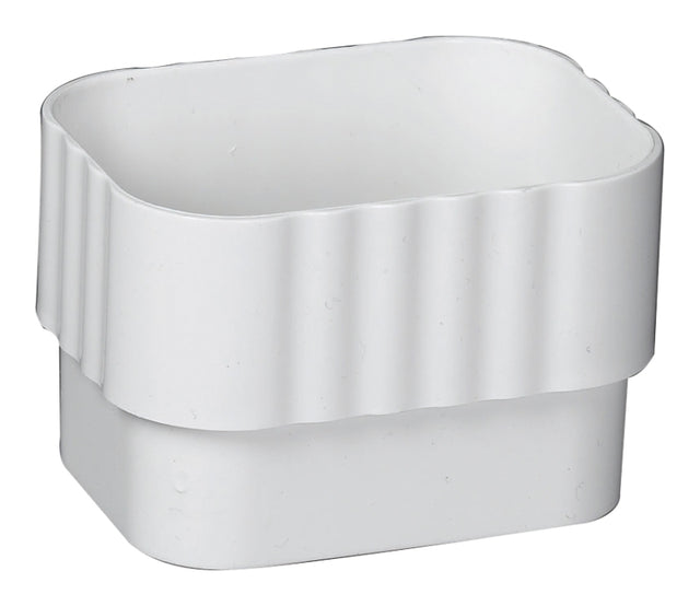 Amerimax M0623 Downspout Connector, Vinyl, White, -40 to 150 deg F