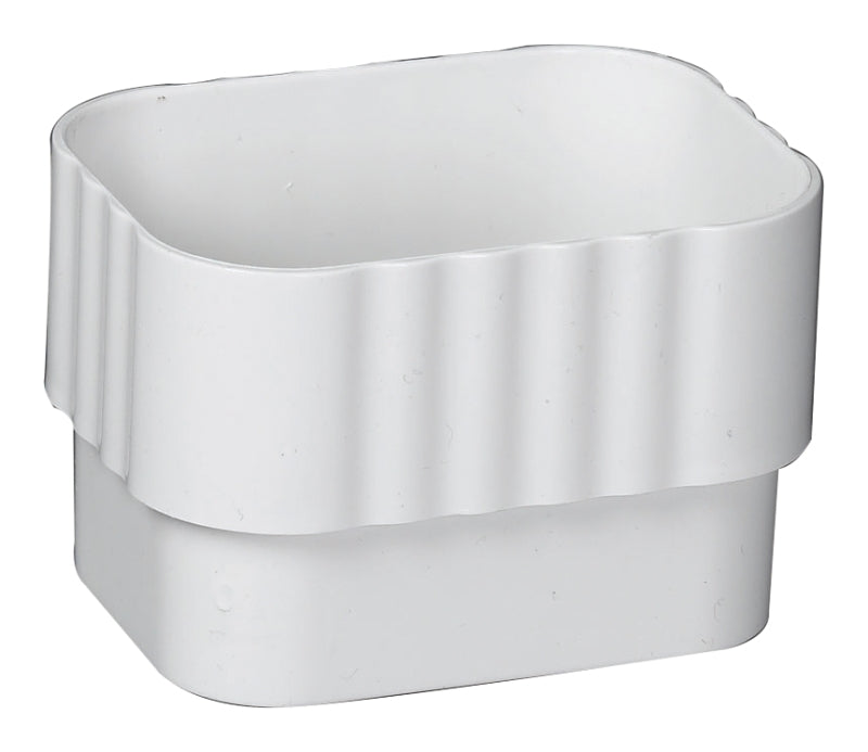 Amerimax M0623 Downspout Connector, Vinyl, White, -40 to 150 deg F