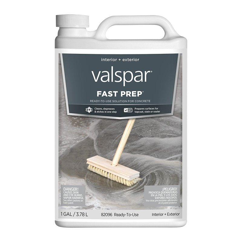 Valspar Fast Prep 82096C All-in-One Concrete Cleaner, Liquid, Clear, 1 gal Can, Pack of 4