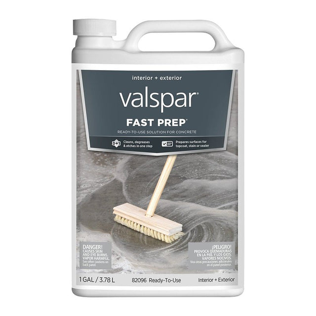 Valspar Fast Prep 82096C All-in-One Concrete Cleaner, Liquid, Clear, 1 gal Can, Pack of 4