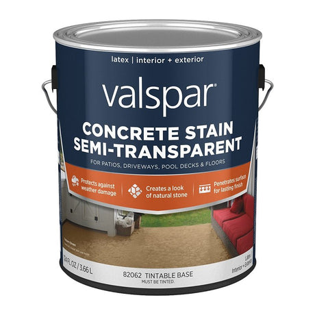 Valspar 024.0082062.007 Semi-Transparent Concrete Stain, White, 1 gal, Pack of 4