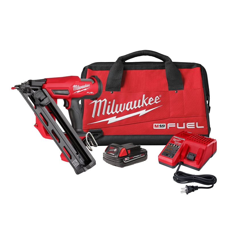 Milwaukee M18 FUEL 2839-21CT Finish Nailer Kit, Battery Included, 18 V, 110 Magazine, 34 deg Collation, Strip Collation