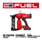 Milwaukee M18 FUEL 2843-22 Stapler Kit, Battery Included, 18 V, 3 Ah, 1/2 in W Crown, Fine Wire Staple, 60 Magazine