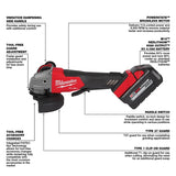 Milwaukee M18 FUEL Series 2880-22 Angle Grinder Kit, Battery Included, 18 V, 6 Ah, 5/8-11 Spindle, 4-1/2, 5 in Dia Wheel