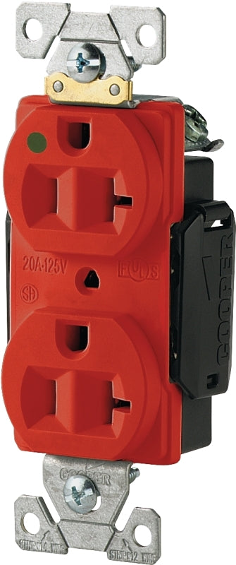 Eaton Wiring Devices AH8300RD Duplex Receptacle, 2 -Pole, 20 A, 125 V, Back, Side Wiring, NEMA: 5-20R, Red