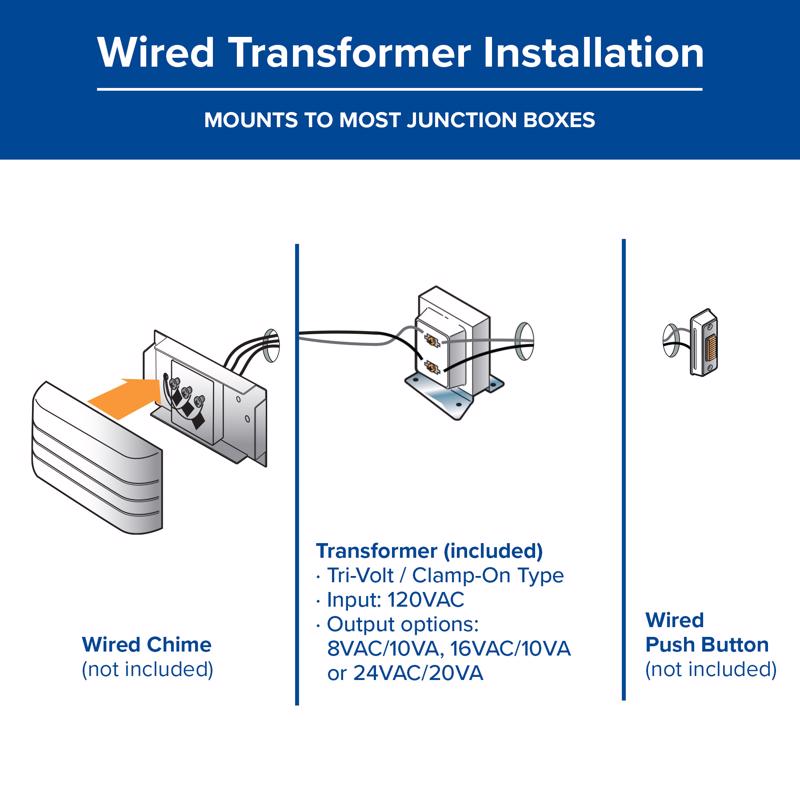 Heath Zenith Metal Wired Door Chime Transformer