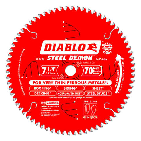 Diablo Steel Demon 7-1/4 in. D X 5/8 in. TiCo Hi-Density Carbide Circular Saw Blade 70 teeth 1 pk