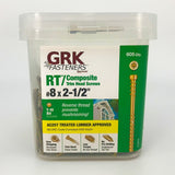 GRK Fasteners RT Series 16079 Screw, #8 Thread, 2-1/2 in L, Reverse Thread, Trim Head, Star Drive, Steel, 605 PAIL