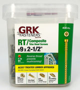GRK Fasteners RT Series 16101 Screw, #9 Thread, 2-1/2 in L, Reverse Thread, Trim Head, Star Drive, Steel, 408 PAIL